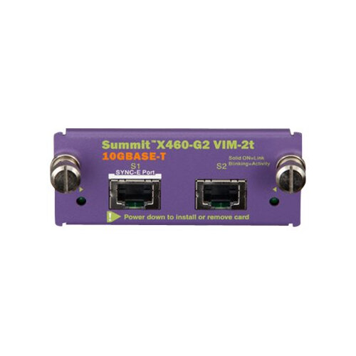 Extreme Networks Summit X460-G2 Series VIM-2t - Expansion module - 10 GigE - 10GBase-T - for ExtremeSwitching X460-G2 Series Extreme Networks Summit X460-G2 Series VIM-2t - Expansion module - 10 GigE - 10GBase-T - for ExtremeSwitching X460-G2 Series