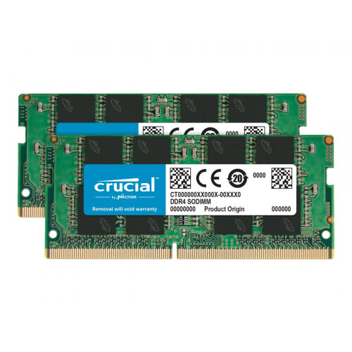 Crucial - DDR4 - 16 GB Kit : 2 x 8 GB - SO-DIMM 260-pin - 3200 MHz / PC4-25600 - CL22 - 1.2 V - unbuffered - non-ECC