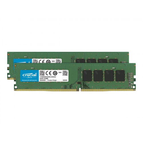Crucial - DDR4 - 32 GB Kit : 2 x 16 GB - DIMM 288-pin - 3200 MHz / PC4-25600 - CL22 - 1.2 V - unbuffered - non-ECC