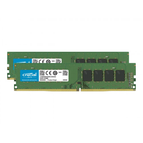 Crucial - DDR4 - 64 GB Kit : 2 x 32 GB - DIMM 288-pin - 3200 MHz / PC4-25600 - CL22 - 1.2 V - unbuffered - non-ECC