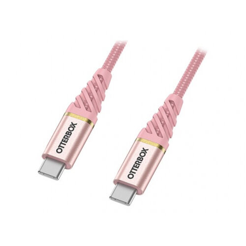 OtterBox Premium - USB cable - USB-C (M) to USB-C (M) - USB 2.0 - 3 A - 1 m - Power Delivery support - shimmer rose pink