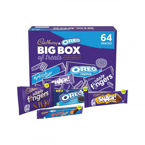 Cadbury Oreo Big Box of Treats - Pack of 64 - Includes Nibbly Fingers, Oreo biscuits, Time Out wafers, and Snack bars for variety