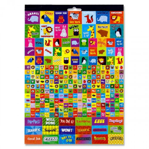 Clever Kidz Deluxe Reward Sticker Pad -12 Sheets, 2500+ Stickers - Motivational Fun for Kids