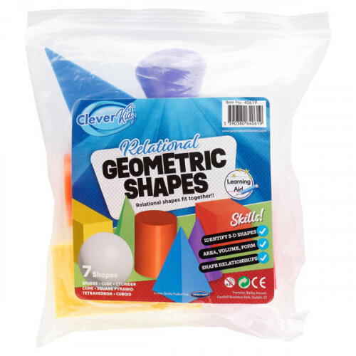 Clever Kidz Geometric Shapes Set Pack of 7 - Assorted Colors for Learning