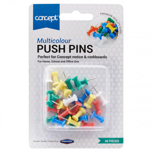 Concept Coloured Push Pins Pack of 30 - Vibrant & Durable