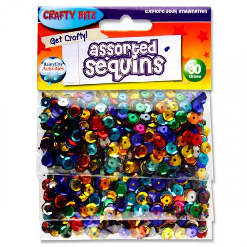 Crafty Bitz Assorted Sequins 30g Pack - Sparkly Craft Decorations
