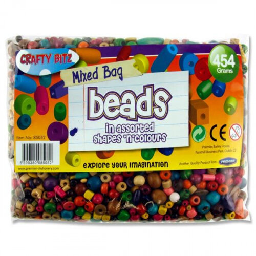 Crafty Bitz Bag Wooden Beads - Assorted Colours and Sizes for All Crafts