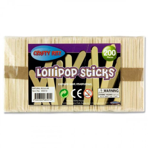 Crafty Bitz Lollipop Sticks Bag of 200 - Natural - Versatile Crafting Tool