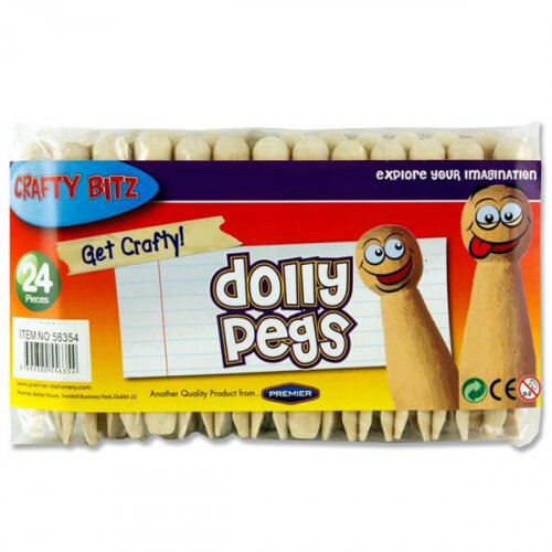 Crafty Bitz Natural Dolly Pegs Pack of 24 - Perfect for Crafts & DIY