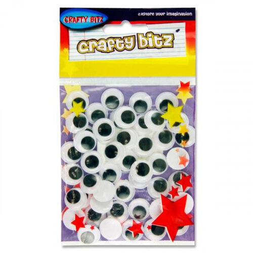 Crafty Bitz Wiggle Goggly Eyes Pack of 50 - Fun Craft Embellishments