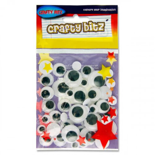 Crafty Bitz Wiggle Goggly Eyes Assorted Sizes Pack of 50 - Fun and Creative Craft Supplies