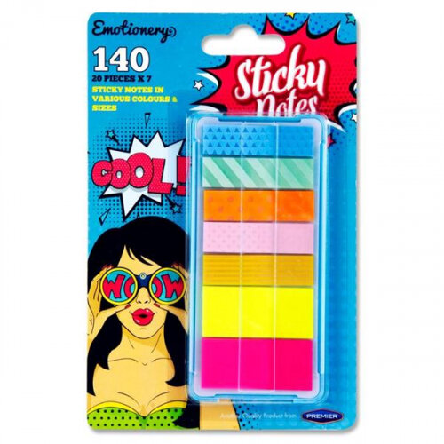 Emotionery Pack of 140 Sticky Notes In Various Colours And Sizes