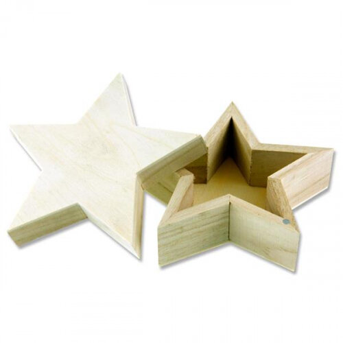 Icon Star Shaped Wooden Box for Craft Projects - 125x125x53mm