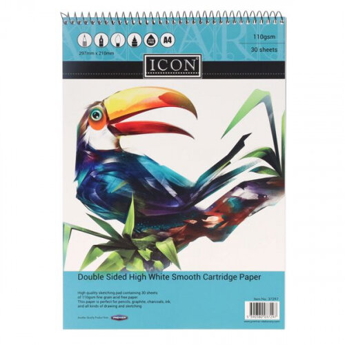 Icon A4 Spiral Sketch Pad 110gsm - 30 Sheets - Professional Artist Paper