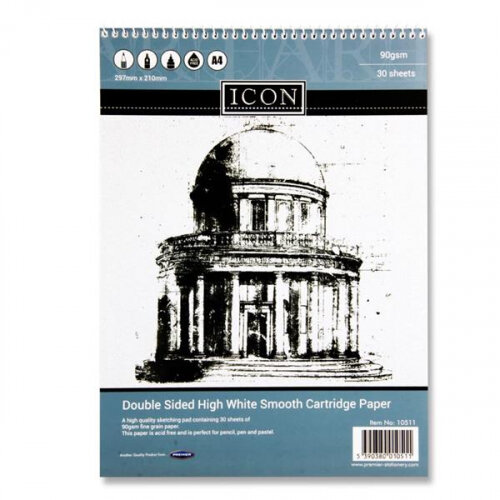 Icon A4 Spiral Sketch Pad Acid-Free 90gsm 30 Sheets - Ideal For Artists