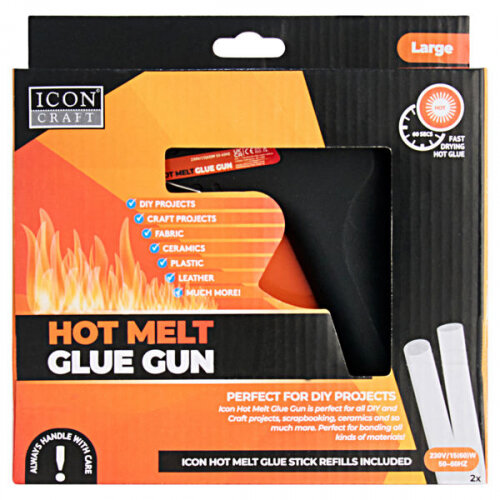 Icon Craft Large Hot Melt Glue Gun - Black - Includes Glue Stick Refills