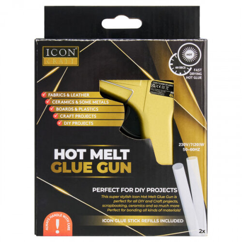Icon Craft Mini Hot Melt Glue Gun - Golden - Compact Craft Adhesive Tool