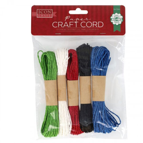 Icon Craft Paper Craft Cord - 10m Pack of 5 - Versatile Craft Supply