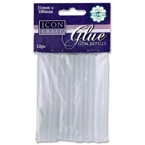 Icon Craft Hot Melt Glue Gun Refills Pack of 12 - Large - High-Capacity Craft Glue