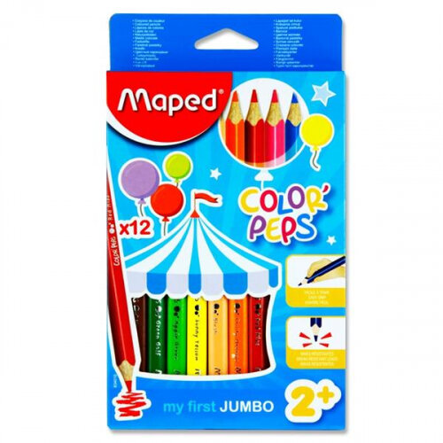 Maped Box 12 Color'Peps Maxi Colouring Pencils - Bright Colors for Artistic Expression