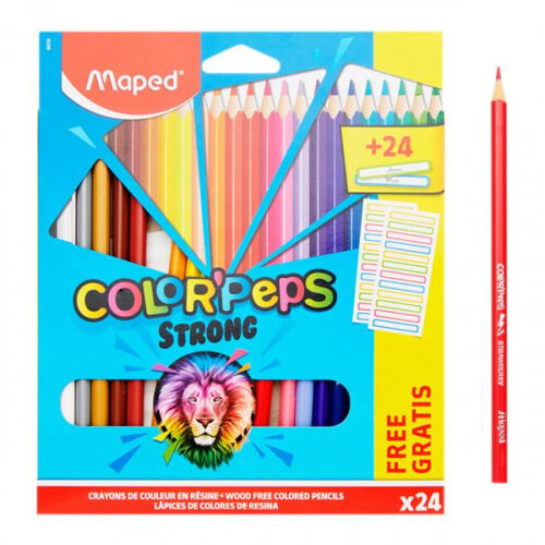 Maped Color'Peps Pack of 24 Colour Pencils & Labels - Complete Set for Artists