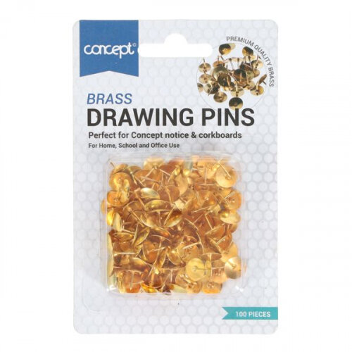 Concept Brass Drawing Pins Pack of 100 for Secure Office Use