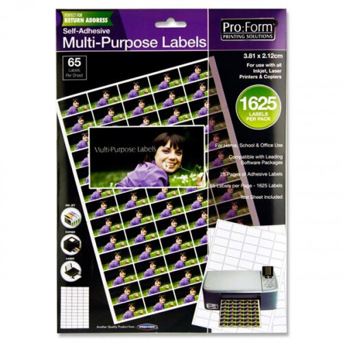Pro:Form Labels 65 Labels Per Sheet 38x21mm 25 Sheets - Perfect for Small Pro:Form duct Labels