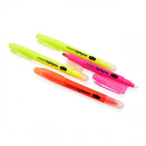 Proscribe Erasable Highlighters Pack of 4 Assorted Colours - Highlight and Correct Easily