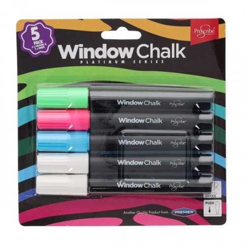 Proscribe Window Chalk Markers Pack of 5 - Create Vibrant Window Displays