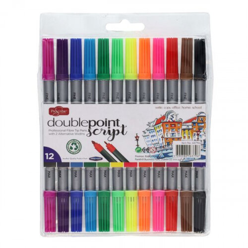 Proscribe Double Sided Thick/Thin Markers Pack of 12 - Dual Tips for Flexible Marking