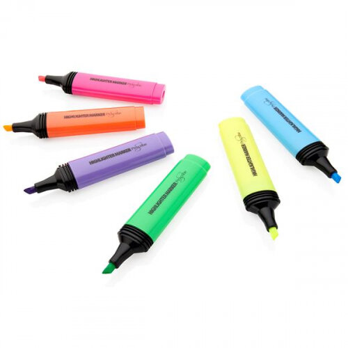 Proscribe Highlighter Markers Pack of 6 - Assorted Colours - Essential School Supplies