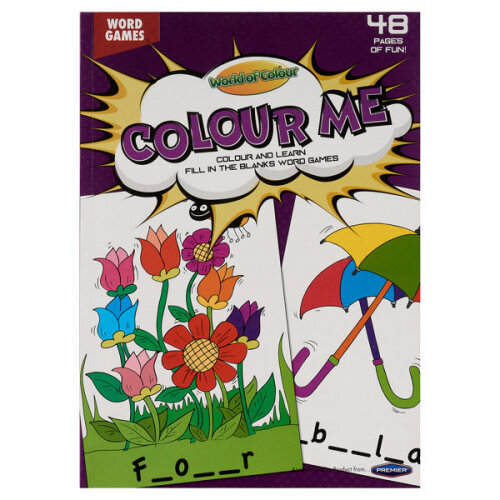 World Of Colour A4 Colouring Book 48 Pages Word Games - Engaging Fun for Kids