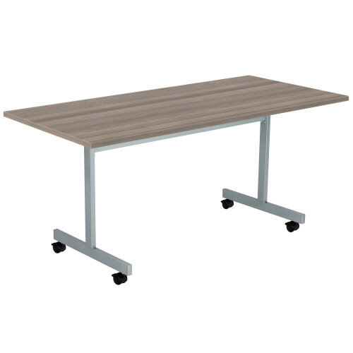 One Eighty Rectangular Tilting Table 1600 X 700 Grey Oak/Silver