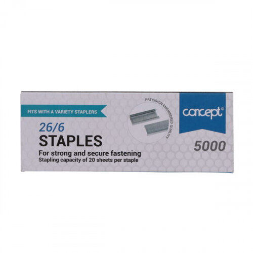 Concept 26/6 Staples Pack of 5000- Heavy Duty Metal Staples