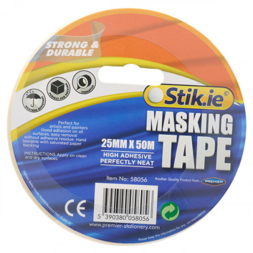 Stik-Ie Roll Masking Tape 50m x 25mm - Essential stationery for organization