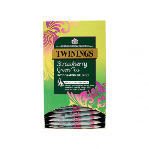 Twinings Strawberry Green Tea Mesh Tea Bags Pyramid Envelope (Pack of 15) F16873