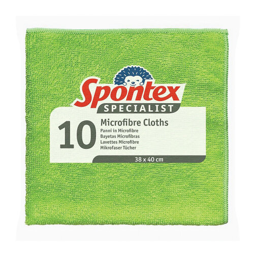 Spontex Pack of 10 Specialist Microfibre Cloths Green 19700240