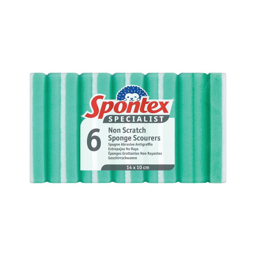 Spontex Pack of 6 Specialist NonScratch Sponge Scourers Blue/White 19400212