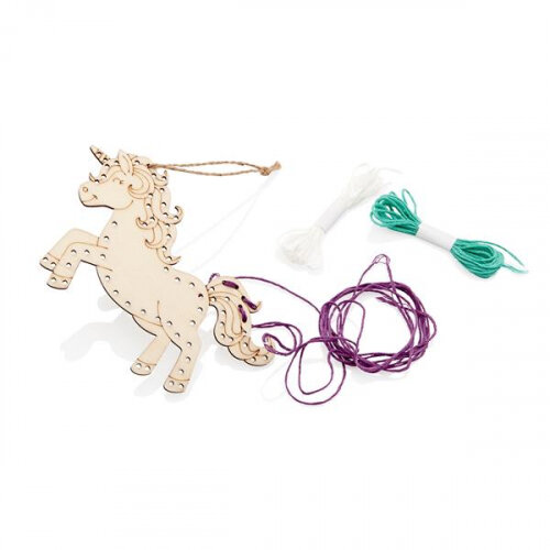 Crafty Bitz Wooden Threading Kit Unicorn Design for Kids