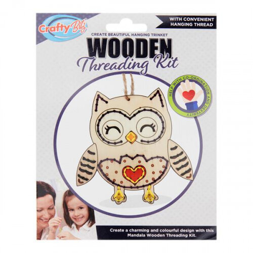 Crafty Bitz Wooden Threading Kit Owl Design for Kids