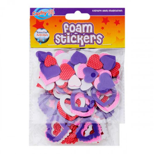 Crafty Bitz Foam Stickers Heart Shape 3 Assorted Ideal for Love -Themed Crafts