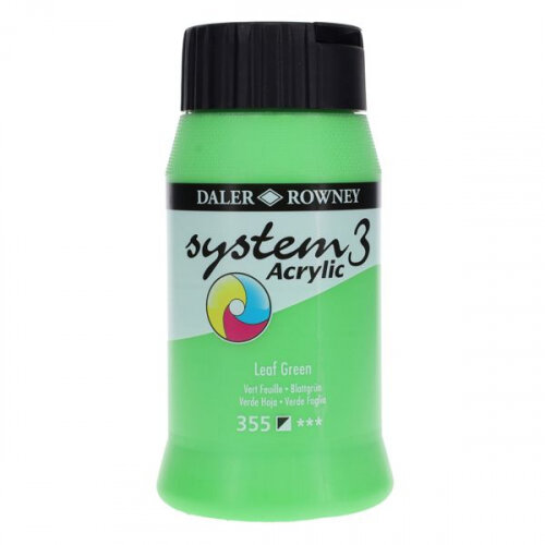 Daler Rowney System3 500Ml Acrylic Paint - Leaf Green Ideal for Nature and Landscape Painting