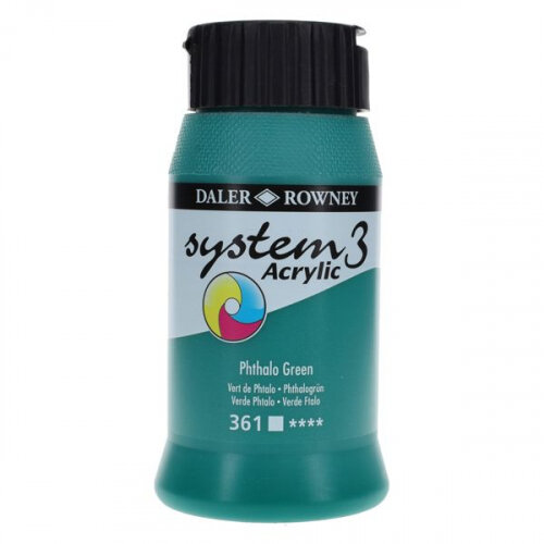 Daler Rowney System3 500Ml Acrylic Paint - Phthalo Green Rich and Deep Green Paint for Artists