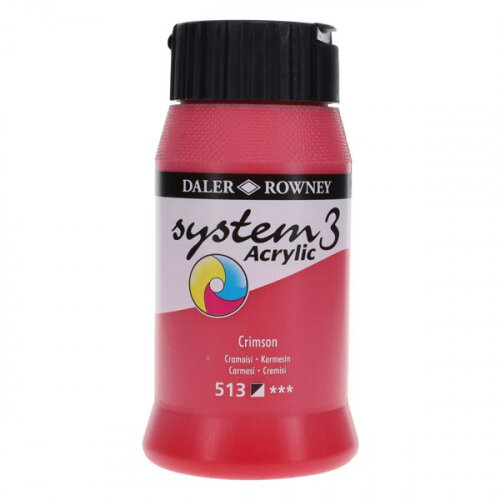 Daler Rowney System3 500Ml Acrylic Paint - Crimson Deep Red Shade for Artistic Creations