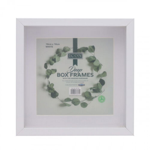 Icon 16X16Cm Deep Box Frames - White Art & Craft Essentials for Projects and Decor