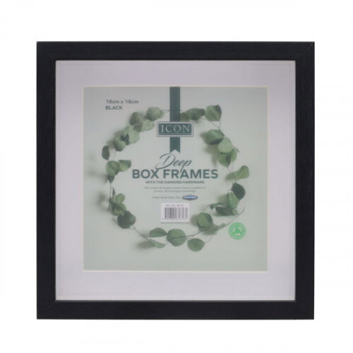 Icon 16X16Cm Deep Box Frames - Black Art & Craft Essentials for Projects and Decor