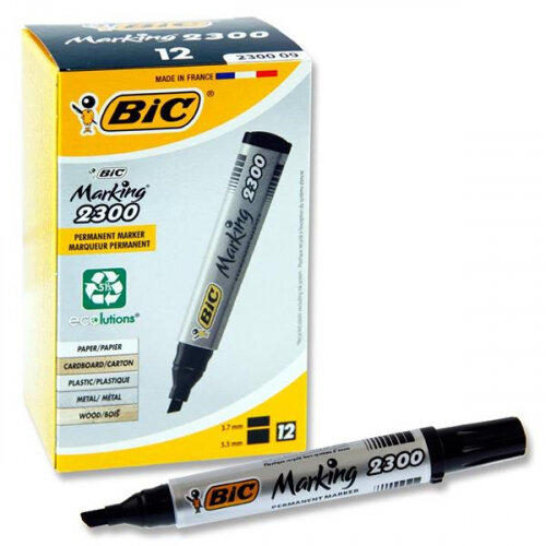 Bic Marking 2300 Chisel Tip Permanent Marker - Black  Single Pack