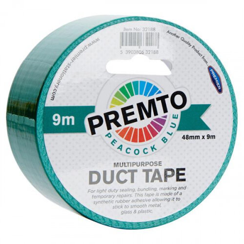 Premto Multipurpose Duct Tape 48mm x 9m - Peacock Blue, Reliable and Tough for Repairs