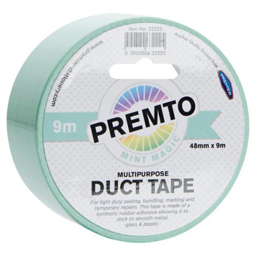 Premto Pastel Multipurpose Duct Tape 48mm x 9m - Mint Magic, Flexible and Durable for Crafts