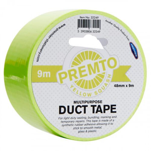 Premto Neon Multipurpose Duct Tape 48mm x 9m - Yellow Squash, Neon Bright Tape for Crafting